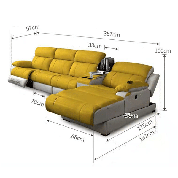 Leather electric function sofa leather art large and small apartment combination living room furniture modern minimalist zero wall decoration