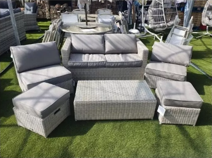 Sapcote 6pc Hideaway Lounge Set in Dark Grey Rattan