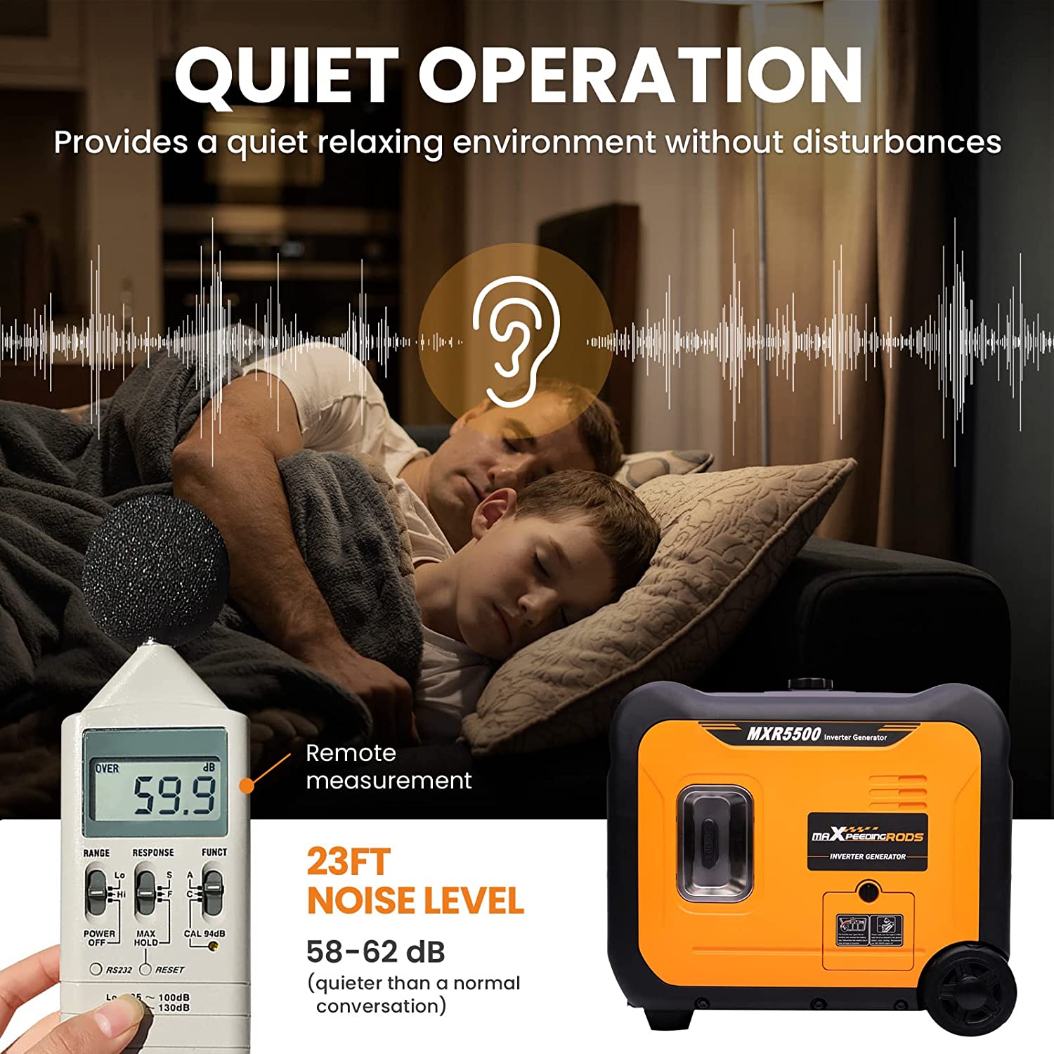 5500W Portable Inverter Generator Petrol Silent Pure Sine Wave Generator for Camping