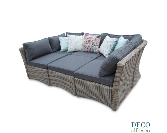 6PC High Back Modular Daybed Sofa Rattan Furniture Set - Natural DECO alfresco