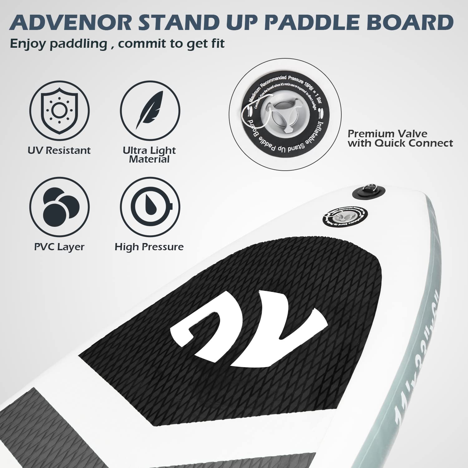 ADVENOR Paddle Board 11'x33 x6 Extra Wide Inflatable Stand Up Paddle Board with SUP Accessories Including Adjustable Paddle,Backpack,Waterproof Bag,Leash,and Hand Pump,Repair Kit