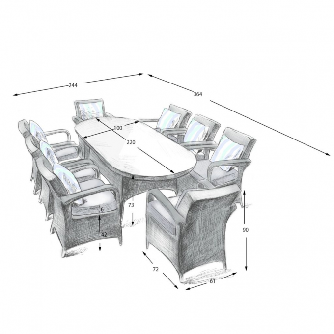 8 Savannah Armchairs Oval Table Set - Low Price for a Limited Time