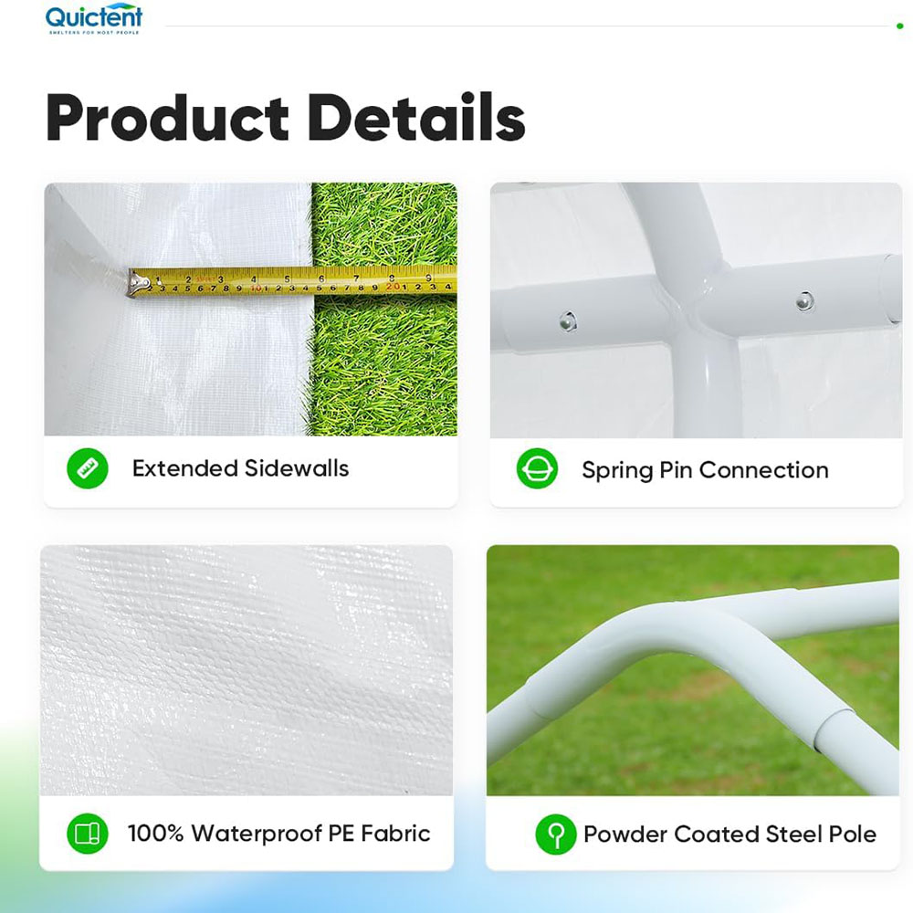 Quictent Party Tent Heavy Duty Outdoor Gazebo White Party Wedding Tent Canopy Shelter Carport