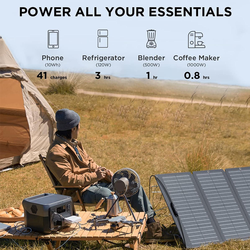 EF ECOFLOW RIVER 2 Max Solar Generator 512Wh Long Life LiFePO4 Portable Power Station and 160W Solar Panel