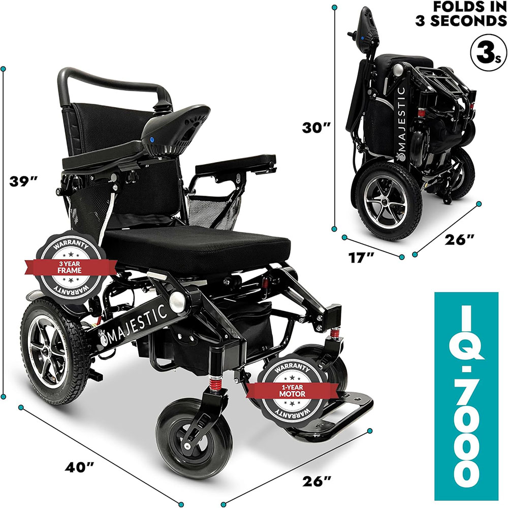 Majestic IQ-7000,Lightweight foldable electric wheelchair for the elderly, durable and ultra-light wheelchair