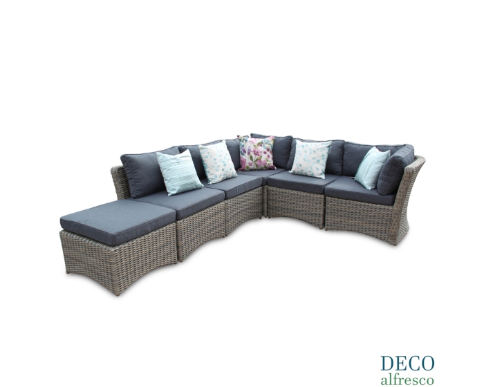 6PC High Back Modular Daybed Sofa Rattan Furniture Set - Natural DECO alfresco