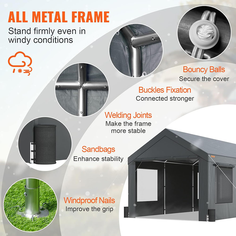 VEVOR Carport 12'x20' Heavy Duty Portable Garage, Upgraded Extra Large Car Canopy