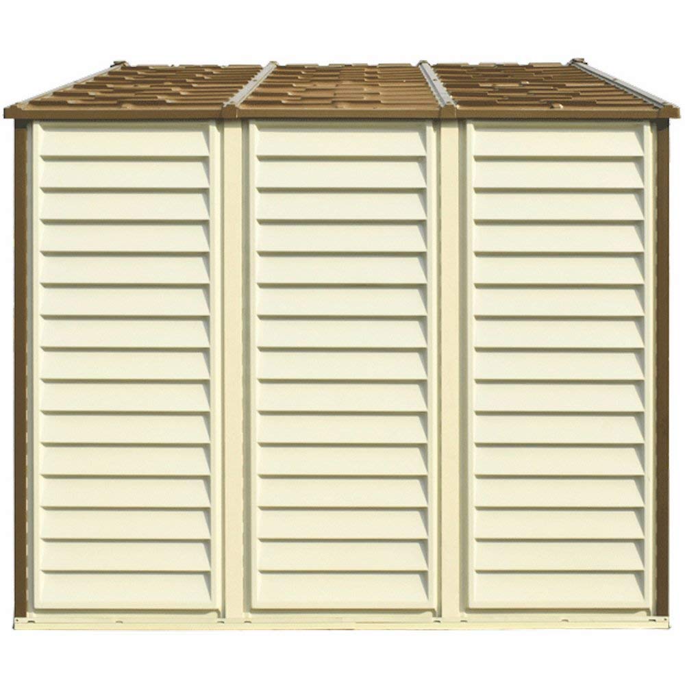 【Storage Shed】10x8 Feet V2 Wood Side Vinyl Shed - Ivory/Brown