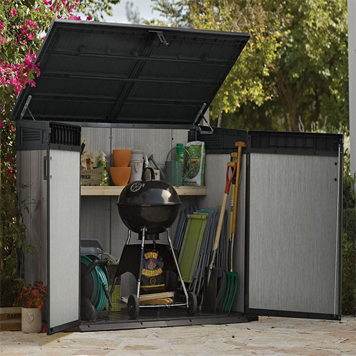 Keter Store It Out Grande Outdoor Plastic Garden Storage Shed, Grey and Black, 190 x 109 x 132 cm