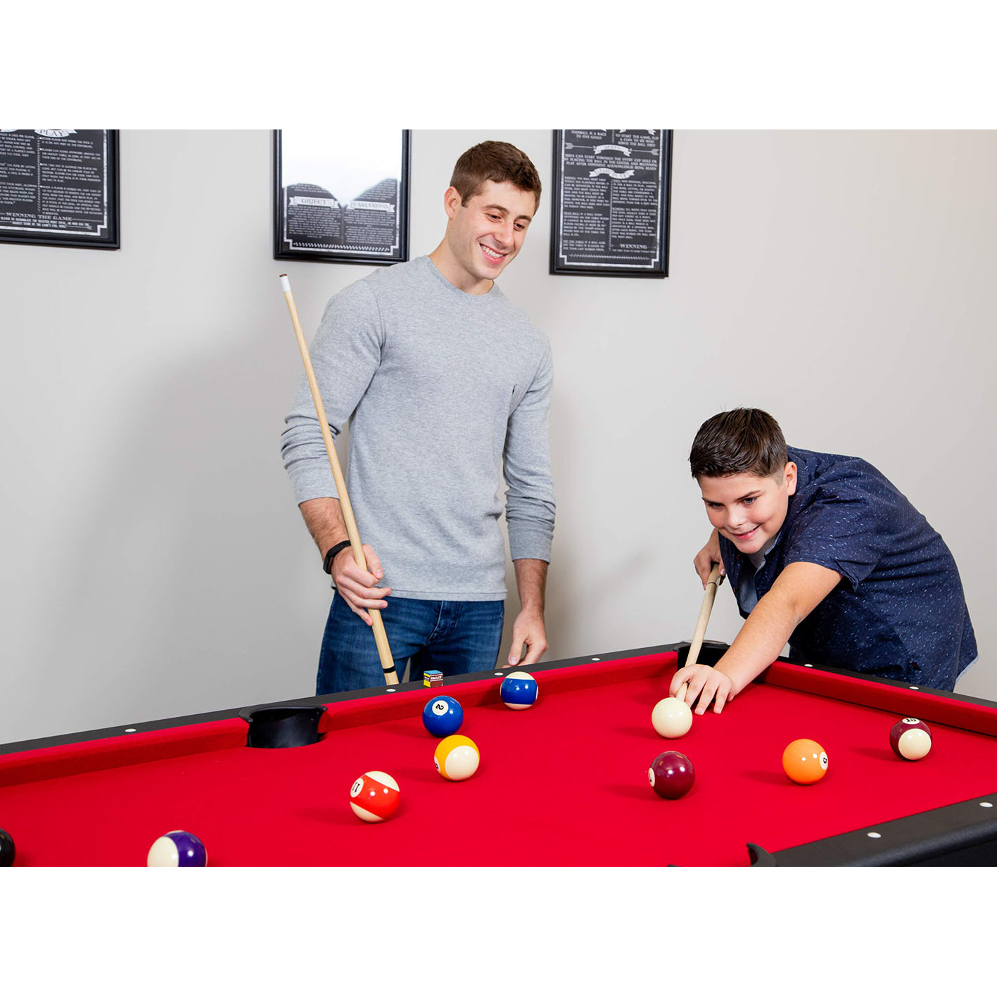 Hathaway Spartan 6-Ft Pool & Table Tennis Multigame Table for Family Recreation Game Rooms with Red Felt Playing Surface, All Accessories Included - Black Finish, 72