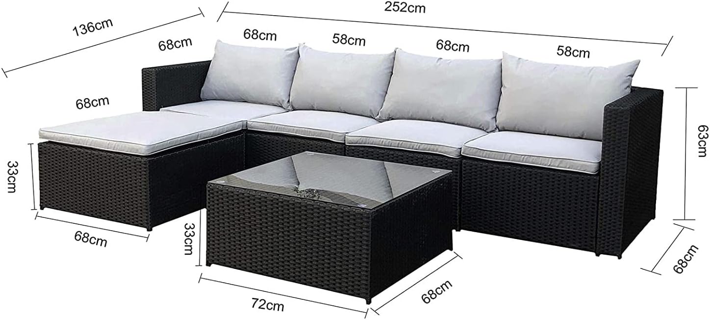 EVRE Rattan Outdoor Garden Furniture Set Miami Sofa Coffee Table, Foot Stool Rattan